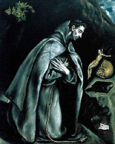 El Greco St Francis in Prayer before the Crucifix or Saint Francis Kneeling in Meditation oil painting image